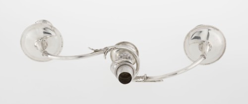 Classicist two-armed candelabra by John Schofield fl. 1776–1796, goldsmith.