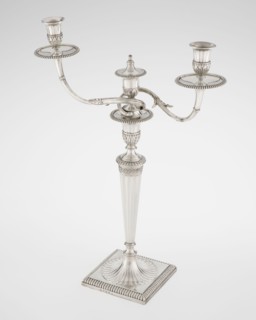 Classicist Two-Armed Candelabra, Schofield, John fl. 1776–1796 goldsmith, classicism style,