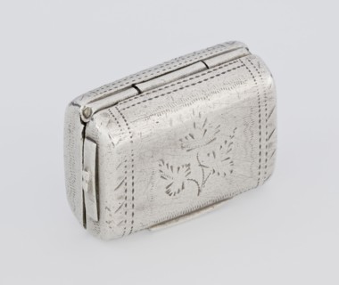 Fragrance container vinaigrette, by Thomas Shaw fl. 1822–ca. 1840; 1782–1845. Silver vinaigrette in