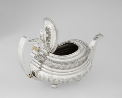 Teapot by George McHattie fl. 1799–ca. 1825, English Regency style. Rectangular teapot with rounded