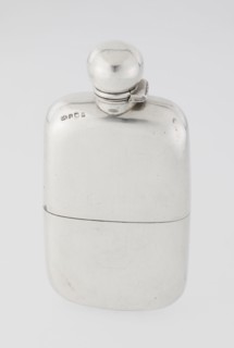 Hip flask by Unite, George & Sons Birmingham; goldsmith's firm; fl. 1825–1928. So-called cuboid hip