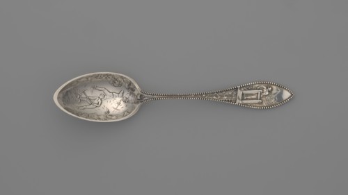 Souvenir spoon, Towle Silversmith fl. 1882-, — souvenir spoon with an ovoid dipper with a pointed