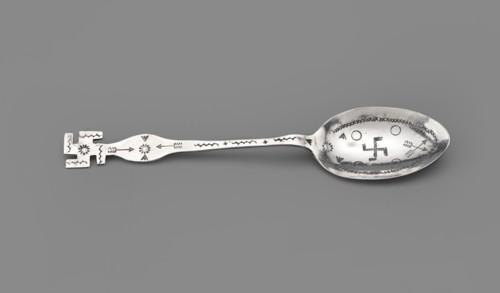 Souvenir spoon, subject: Paderewski, Ignacy Jan 1860–1941 inscription or association. Souvenir