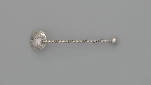 Souvenir spoon, Souvenir spoon with a scoop made from a 10-soldo coin obverse: profile of Pius IX
