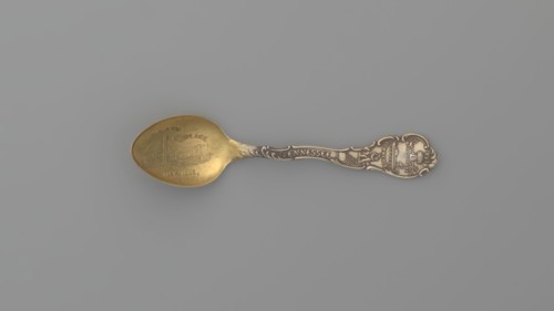 Souvenir spoon, Shepard Mfg. Co. fl. 1893–1923. Silver souvenir spoon, ovoid scoop with engraved