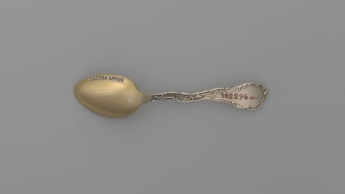 Souvenir spoon, Shepard Mfg. Co. fl. 1893–1923. Silver souvenir spoon. Ovoid scoop with engraved