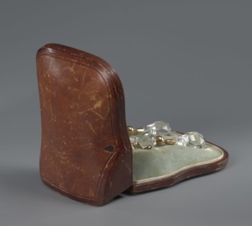 Pair of earrings in a leather case. Sazikov Moscow and St. Petersburg; goldsmith's firm; 1793–1887
