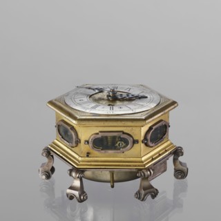 Tiled clock, Michael Gugenmus 1705–1775 watchmaker; rococo, Regency ornament. Table clock, tiled,