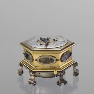 Tiled clock, Michael Gugenmus 1705–1775 watchmaker; rococo style with regency ornament; table tiled