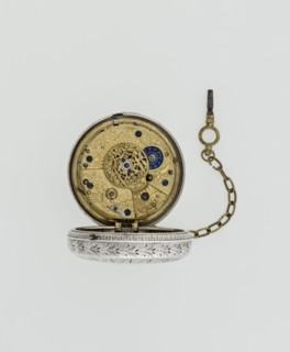 Pocket watch with key by Eardley Norton born 1728, died 1792; fl. 1770–1792. Two silver cases: