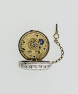 Pocket watch with key. Maker: Eardley Norton born 1728, died 1792, watchmaker; casemaker: APD