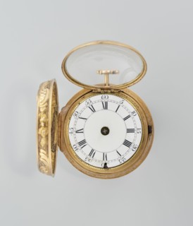 Pocket watch in case; maker: Cradelle, M. fl. ca. 1750; role: watchmaker; decoration: mythological