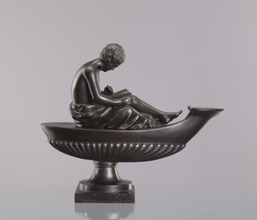 Decorative cast-iron oil lamp, 19th century, Poland; attributed to Szewczykowski, Roman 1849–1901.