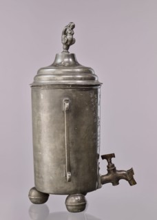 Watering can of the carpenters' guild, guild emblem, probably Warsaw, Poland, cylindrical,