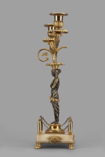 Two-candle candelabra depicting Egyptian women, early 19th century, France, unknown locality;