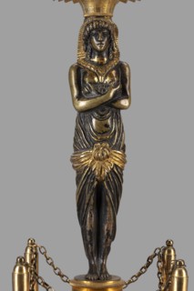 Two-candle candelabra depicting Egyptian women, early 19th century, France, lighting, height 35 cm,
