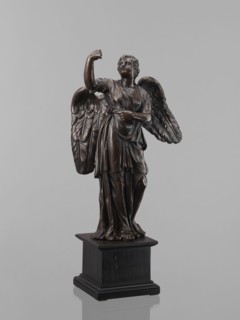 Statue - Angel, Figure of a standing angel with his right hand raised, the other raised to chest