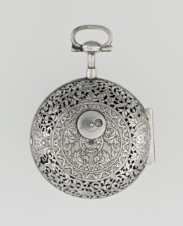 Pocket watch, maker: Willougby, Carl; openwork case; repossession provenance; acanthus scrolls,