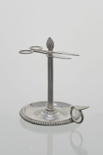 Scissor-shaped candlestick stoczek, Jan Radecki fl. 1815–1837, goldsmith. Candlestick for a thin
