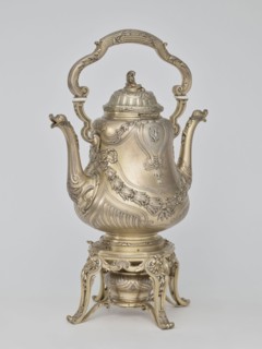 Kettle with warmer; maker: André Aucoc goldsmith; tableware, kettle; 1887–1911; France, Paris;