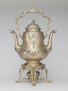 Kettle with warmer, by André Aucoc, goldsmith; tableware, kettle; 1887–1911; Paris, France; vessel;