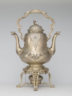 Kettle with warmer, by André Aucoc, goldsmith; tableware kettle, 1887–1911; France, Paris; vessel;