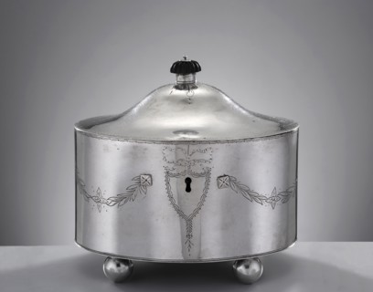 Classicist sugar bowl by Christian Jacob Haase fl. 1797–1810, Late Classicist style. Oval sugar