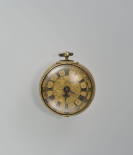 Pocket watch by Jacques Marcet fl. ca. 1725–ca. 1750, gilded silver, almost spherical, double case;