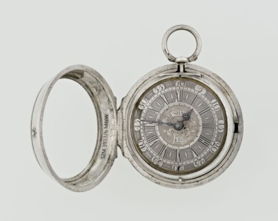 Pocket watch, Bushman, John 1692–1720 watchmaker. Silver pocket watch in three cases. Outer case