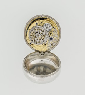 Pocket watch by John Bushman 1692–1720, c. 1700. Silver pocket watch in three cases: outer case