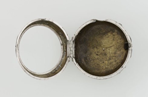 Pocket watch by John Bushman 1692–1720. Silver pocket watch in three cases: outer case covered with