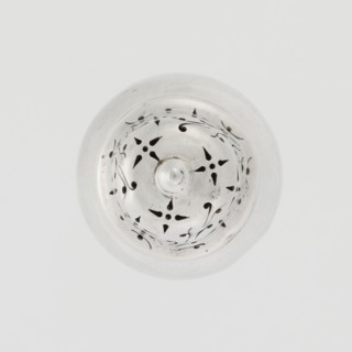 Powdered sugar bowl, powdered sugar bowl with domed openwork cover topped with a finial. Maker: