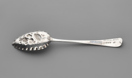 Jam spoon by John Fisher fl. 1793–ca. 1810. Silver jam spoon with a scoop with fluted edges,