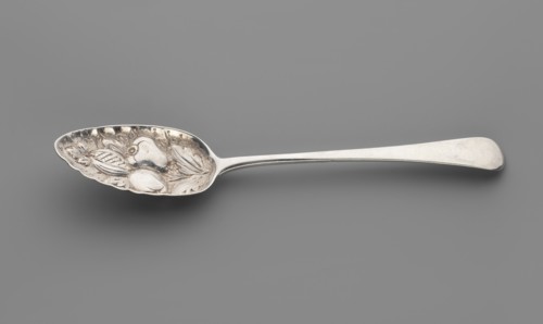 Jam spoon by Stephen I Adams fl. ca. 1758–1802. Silver jam spoon with an ovoid scoop having an