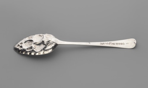 Jam spoon by Stephen I Adams fl. ca. 1758–1802. Jam spoon with an ovoid scoop with an irregularly