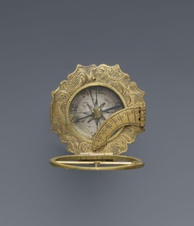 Equatorial sundial by Andreas Vogler ca. 1730–1800. Augsburg-type circular sundial with a wavy edge