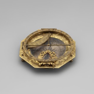 Equatorial sundial, mid-18th century, Augsburg, Germany; timepiece. Sundial with compass resting on