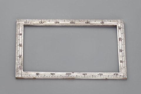 Ruler with scale. Rectangular frame with scale made of silver-plated brass, 18th century, Western