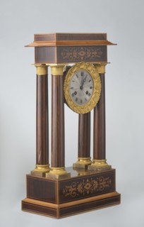 Mantel clock by Alexandre Pertrand fl. ca. 1840. Mantel clock in the form of a four-column portico