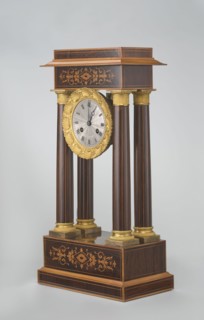 Mantel clock by Alexandre Pertrand fl. ca. 1840. Mantel clock in the form of a four-column portico