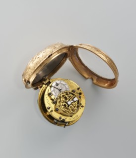 Pocket watch by Franciszek Gugenmus 1740–1820, 2nd half of the 18th century. Gold case depicting