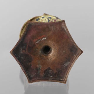 Host ciborium, Copper ciborium on a hexagonal foot, with a smooth shaft featuring two lacings in