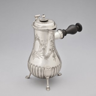 Chocolate jug by Edme-Pierre Balzac fl. 1739–1781, goldsmith. Pear-shaped chocolate vessel