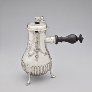 Chocolate jug by Edme-Pierre Balzac fl. 1739–1781, goldsmith. Pear-shaped chocolate vessel