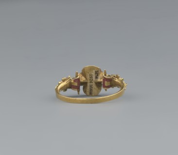 Women's ring, 19th century, Poland; jewelry; height 2.4 cm, width 2.1 cm, A small gold ring shown