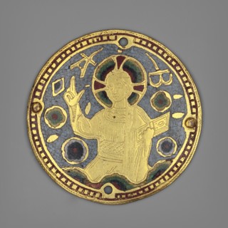 Fragment of the cover of a liturgical book?, enamel work, 19th century, France, Limoges; plaque,