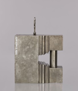 Padlock, 19th century. A padlock in the shape of a cuboid with the upper part topped by a cornice;
