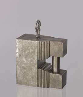 Padlock, 19th century. A padlock in the shape of a cuboid, the upper part topped with a kind of