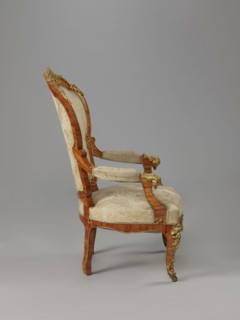 Armchair, origin unknown, rocaille ornament, neo-Rococo style, decorated with flowers, acanthus