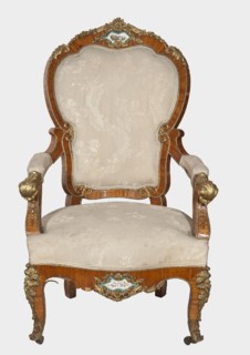Armchair, origin unknown, neo-Rococo rocaille ornament, decorated with flowers, acanthus ornament,